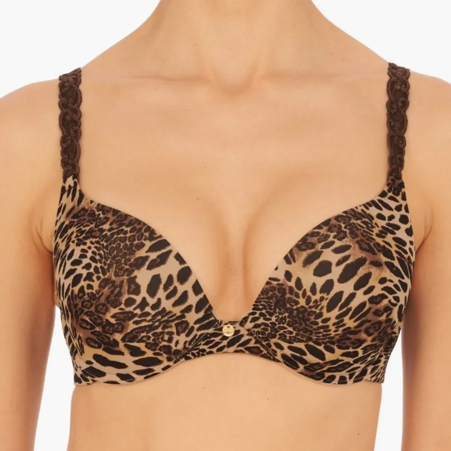 Natori Pure Luxe Underwire Push Up Bra, Leopard Print, Size 36DD, (36E), NWT