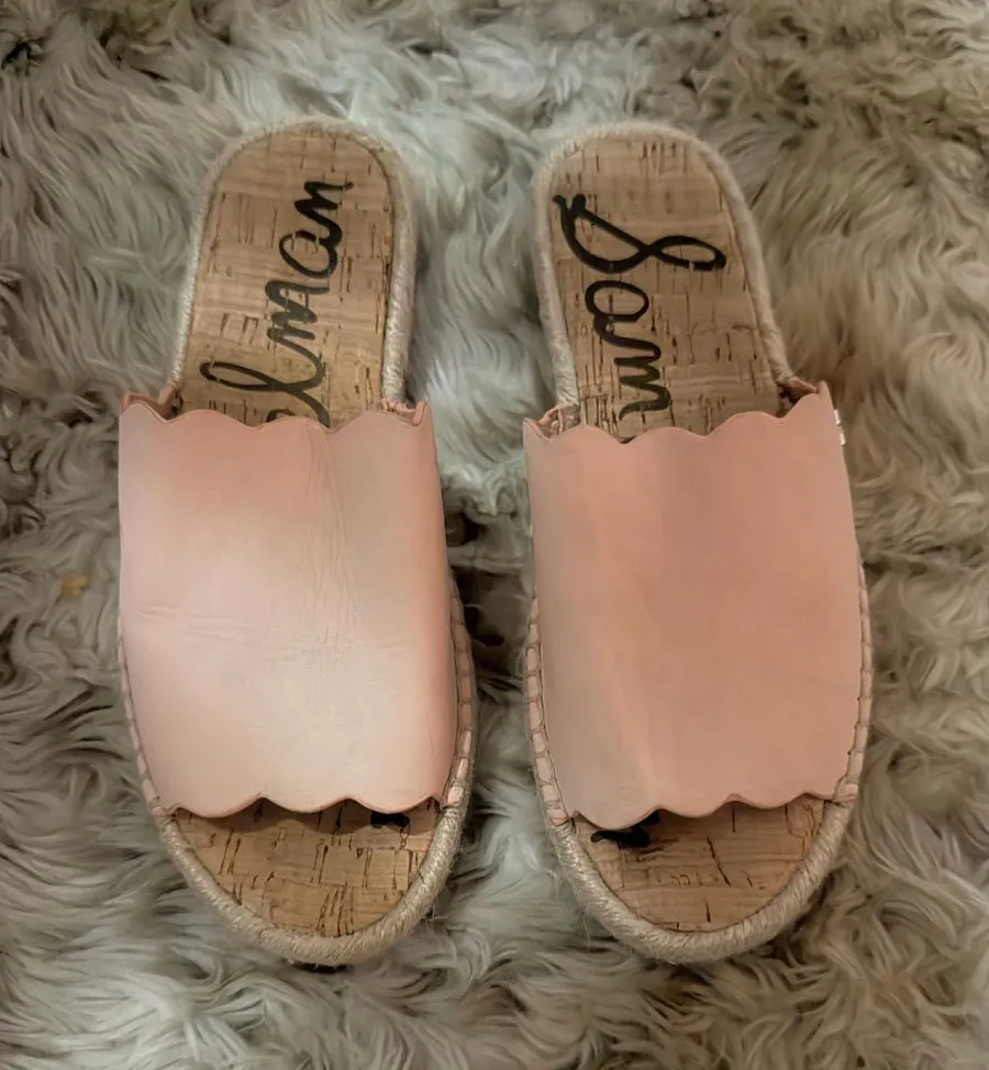 Sam Edelman Blush Scalloped Cork Slide Sandals