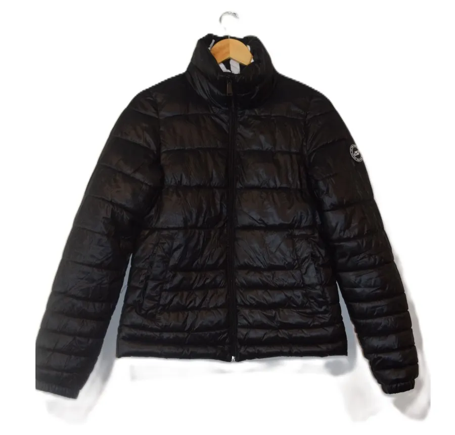 DKNY Sport Black Puffer Jacket Sorona Fill Quilted Stand Collar Women Size S