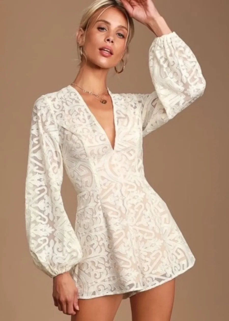 Finders Keepers Sofia Romper White Lace Bridal NEW Small
