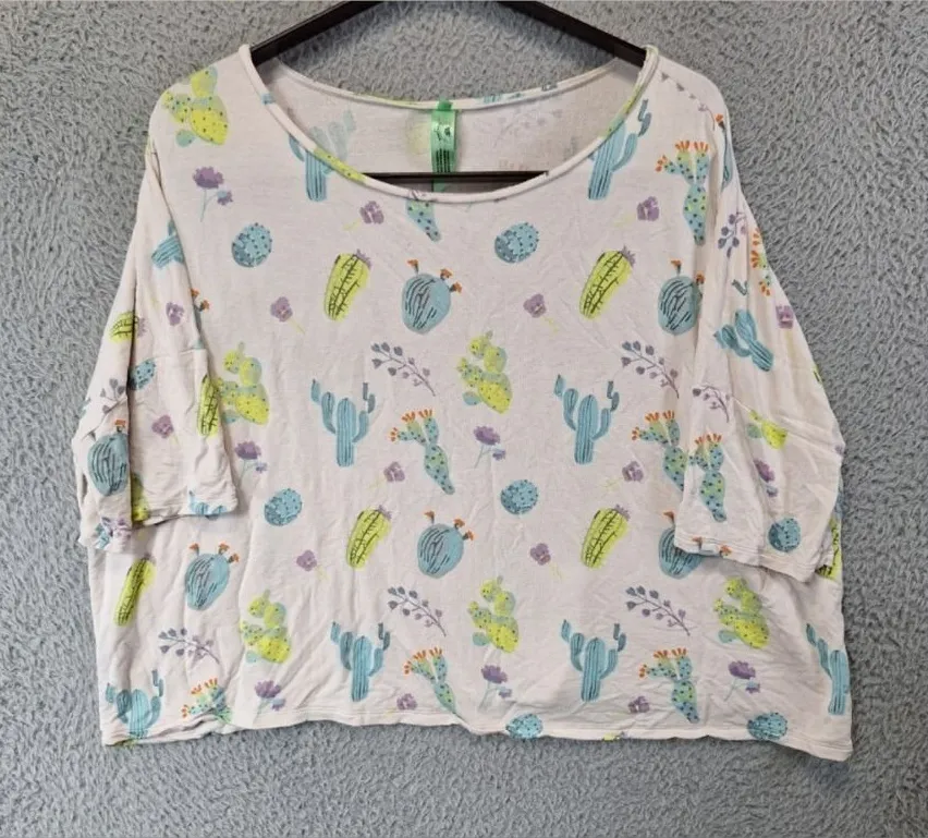 Honeydew Intimates 2 Piece Crop Top & Shorts Womens L Multi Cactus Print Pajama Size L