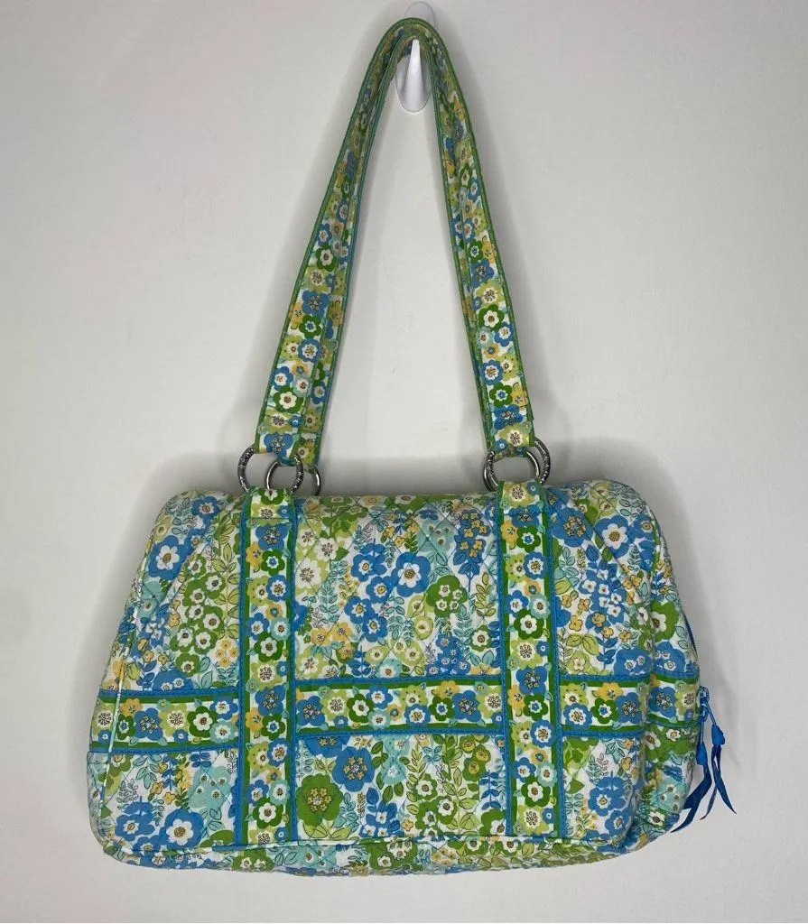 Vera Bradley Quilted Tote Bag Blues Greens Medium