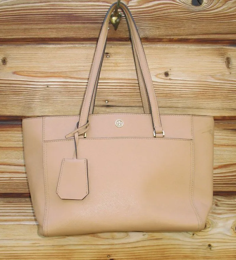 Tory Burch Robinson Small Tan Cardamom Bag Tote
