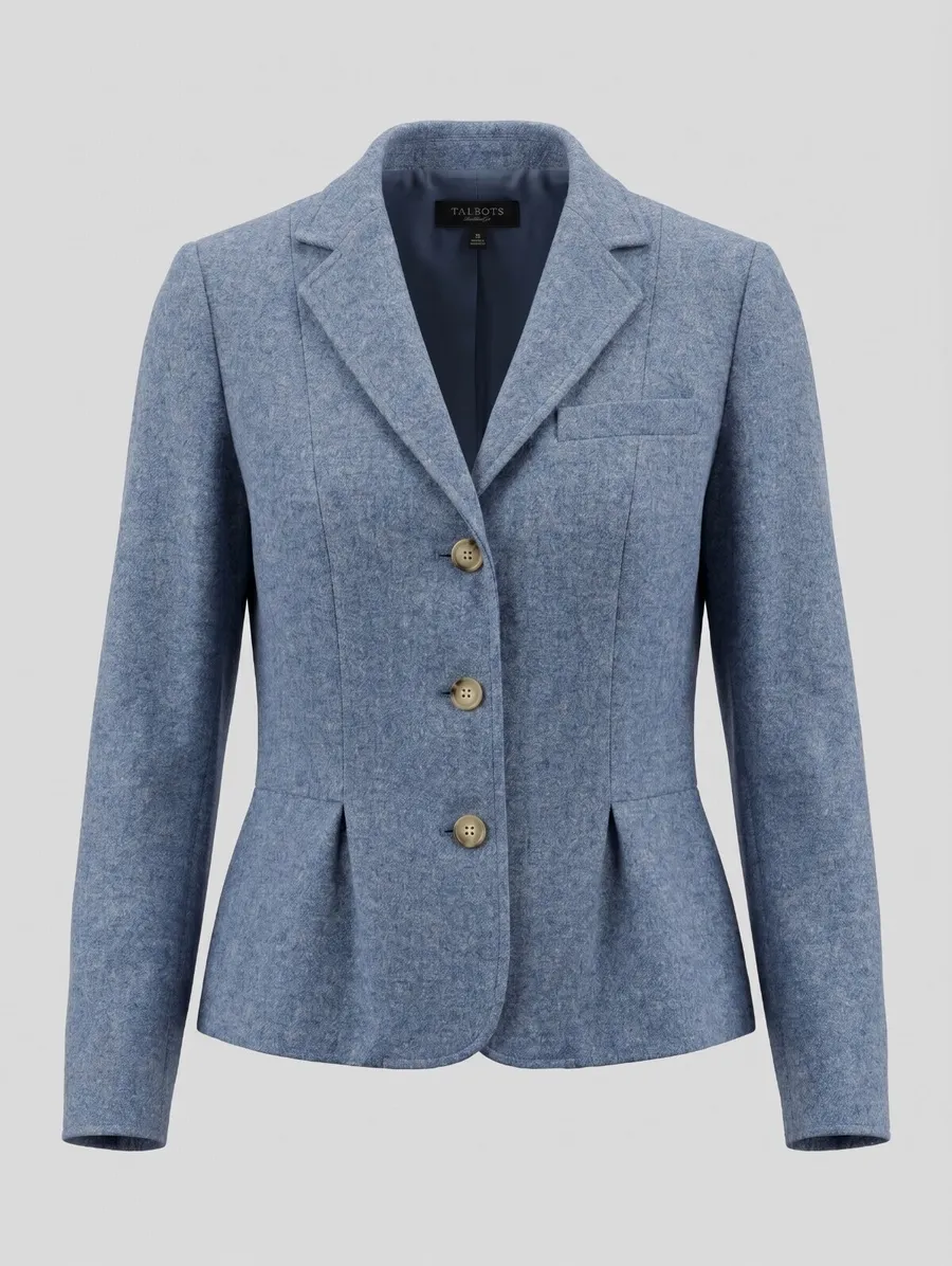 Talbots Gray Wool Blazer Jacket with Tortoiseshell Buttons Size 12