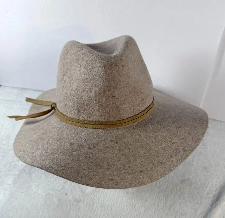 Altard State 100% Wool Brick Brown Hat Brim Sz 14-3-4 Packable Leather Accent