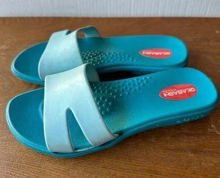 Women's Okabashi Slip On Slides Blue Size S Sku 2942