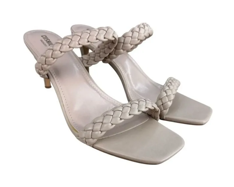 New Cushionaire Pippa Nude Braided Double Strap Heels Sandal Size 9.5 Summer
