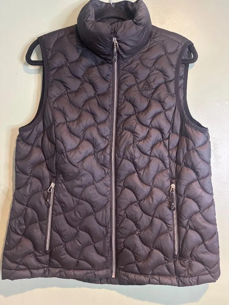 Gerry Women's Down Puffer Vest Large Black Lightweight Full Zip Quilted Jacket