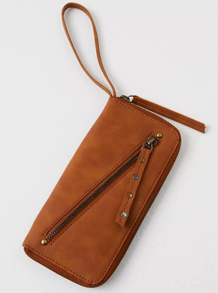 Free People Distressed Vegan Wallet in Brown