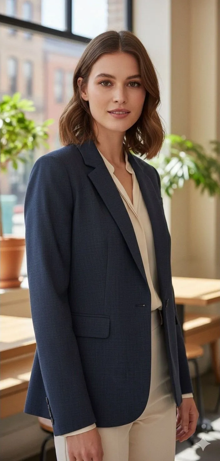 Banana Republic Wool Blazer Women's Preppy Business Casual Jacket Blue Size 6