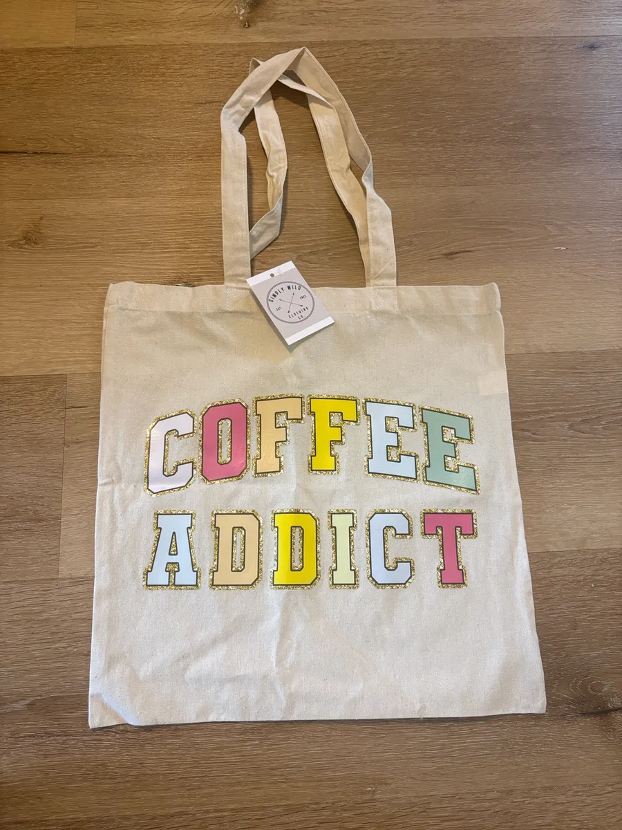 Coffee Addict Canvas Tote Bag Tan