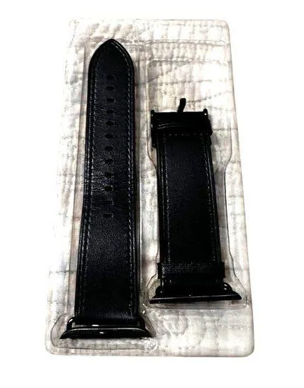 Genuine Leather 45mm/44mm Watch Band For Apple Watch Black