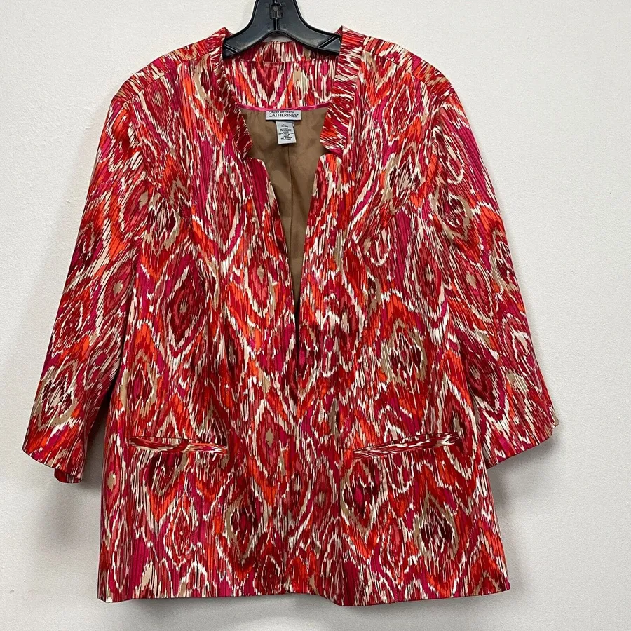Maggie Barnes for Catherines Open Blazers Women Plus Sz 3x Abstract Print