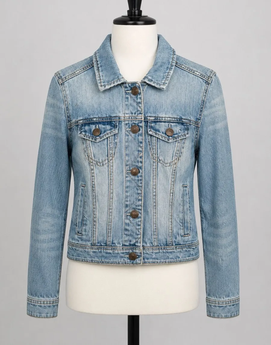 American Eagle Women’s Medium Light Wash Denim Jean Jacket Classic Trucker