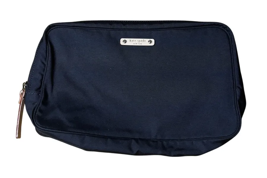 Kate Spade New York Black Travel Toiletry Case Cosmetic Organizer Bag 9x7