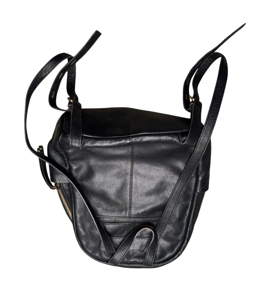 Lodis Backpack Women Medium Black Good Leather Zippered Minimalist Bag