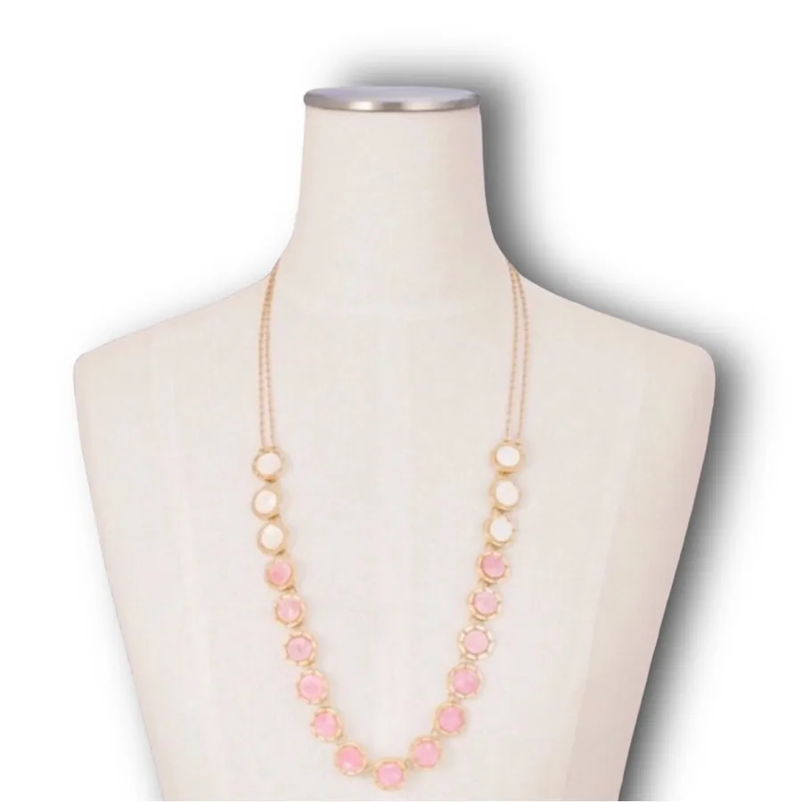 Talbots Marbled Resin Layered Necklace 31” Length NWT