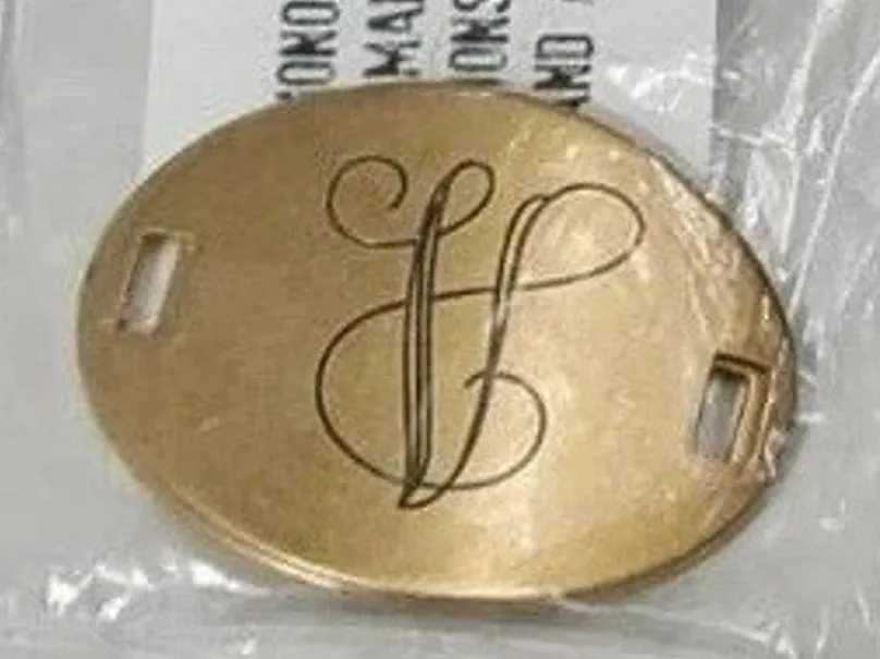 “V” Beaucoup Designs Jewelry The Laiton Collection Brass Initial Letter Charm Gold