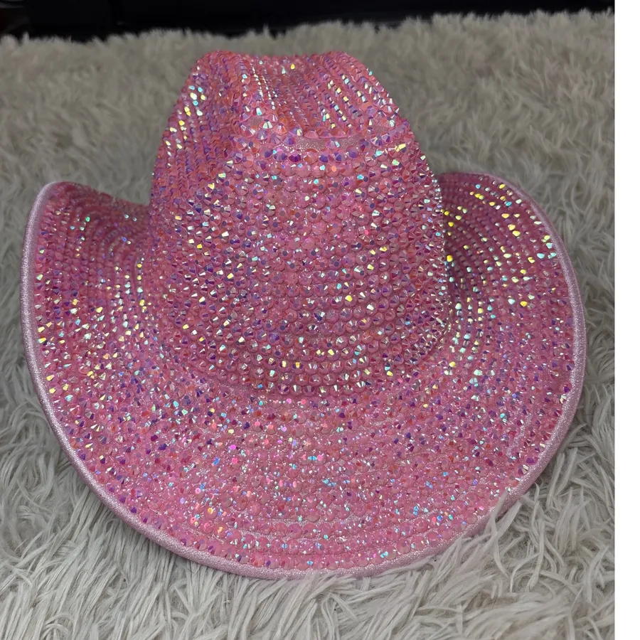Sparkling Pink Rhinestone Cowboy Hat Bling Western NWOT