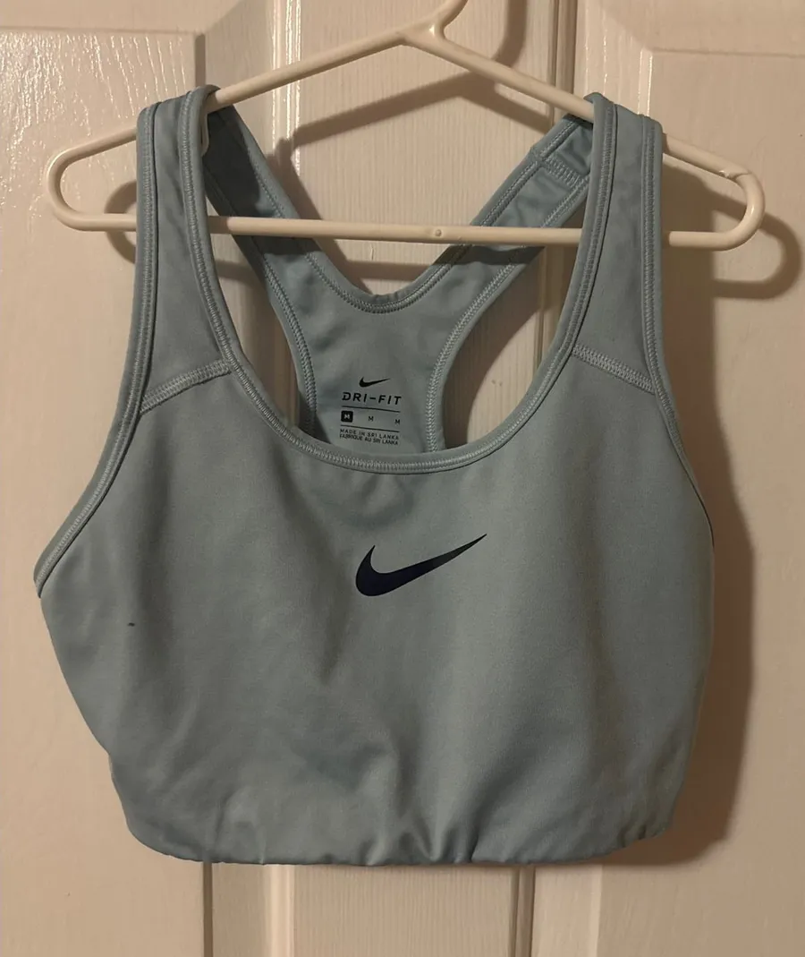 Nike Dri-FIT Racerback Sports Bra Light Blue Medium Support Women Size M