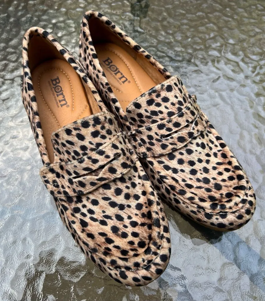 Born Women’s Cheetah Animal Print Slip On Loafers/Shoes, Casual Maximalist|Sz:7M Tan Size 7