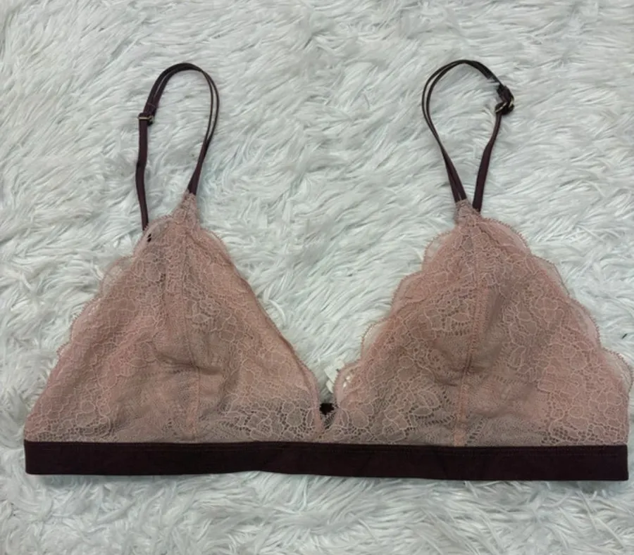 Madewell Lace Triangle Bralette in Dusty Rose and Chocolate