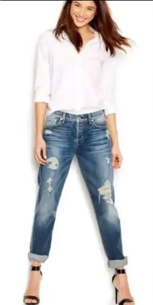 Seven For All Mankind Josefina Distressed Boyfriend Jeans Size 29