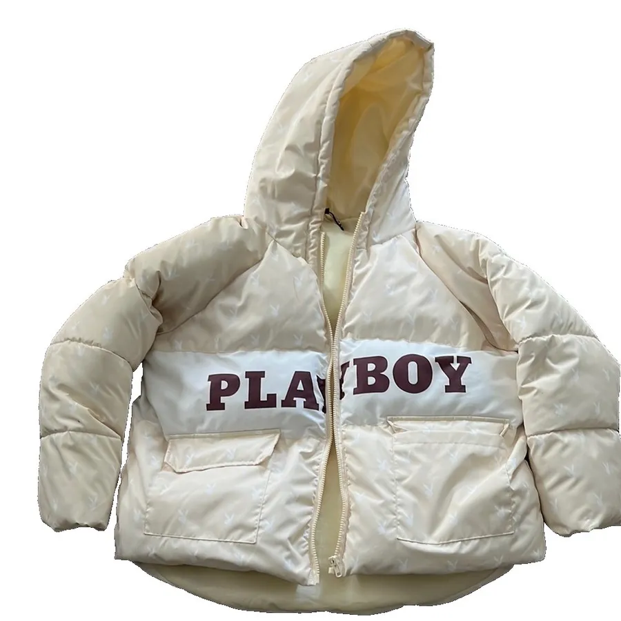 Playboy Bunny Puffer Jacket Cream Oversized Y2K Women's Size 10