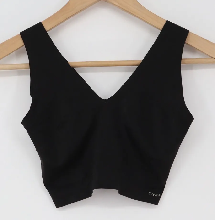 Calvin Klein Bralette Womens Medium Black Seamless V-Neck Excellent