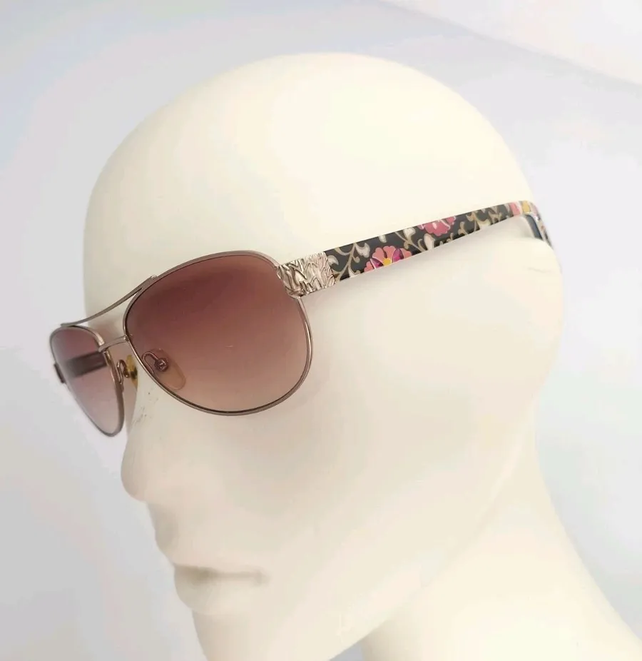 Vera Bradley Aviator Sunglasses Marlene Floral Flowers Pink Rose Temples Case