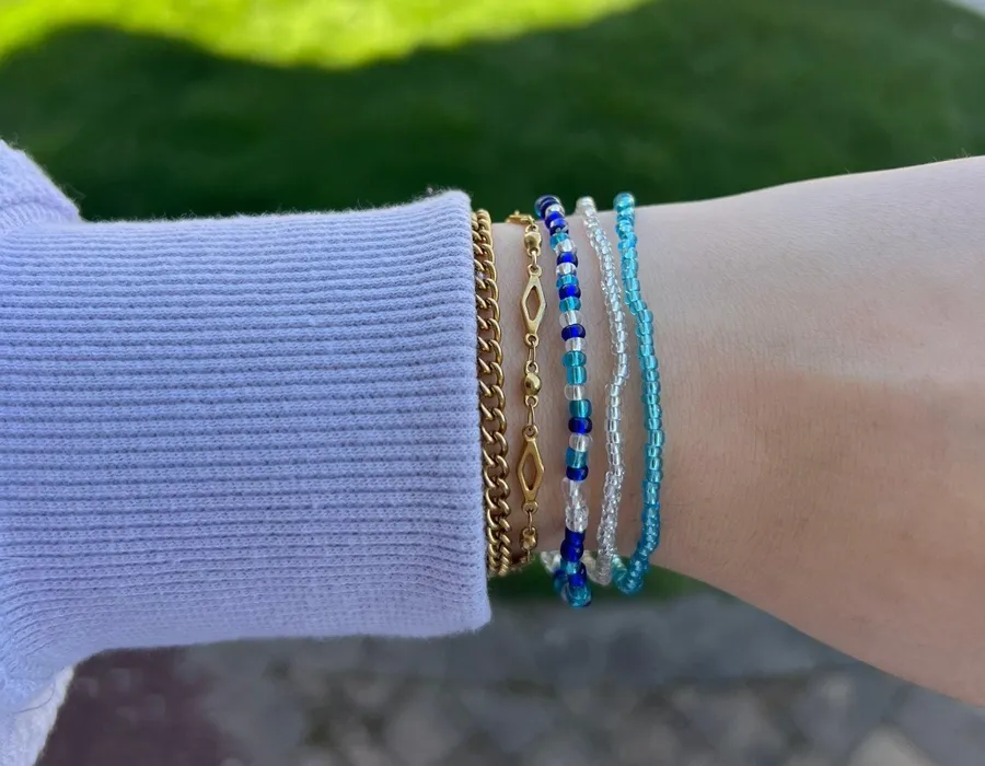Blue Beaded Bracelet Stack