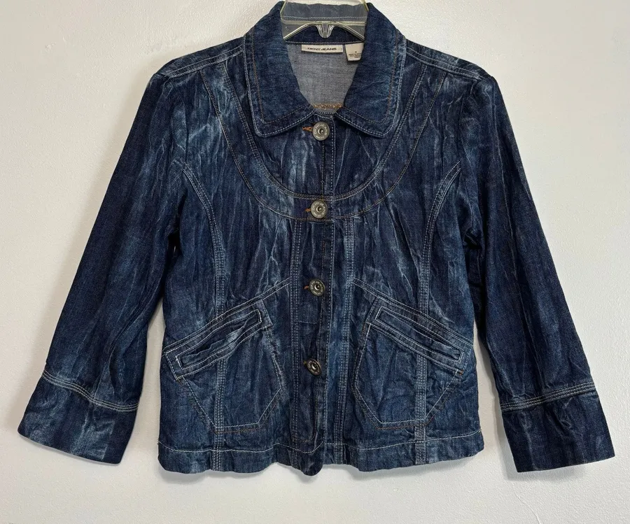 DKNY Jeans Y2K Blue Denim Cropped Jacket Size M Size M