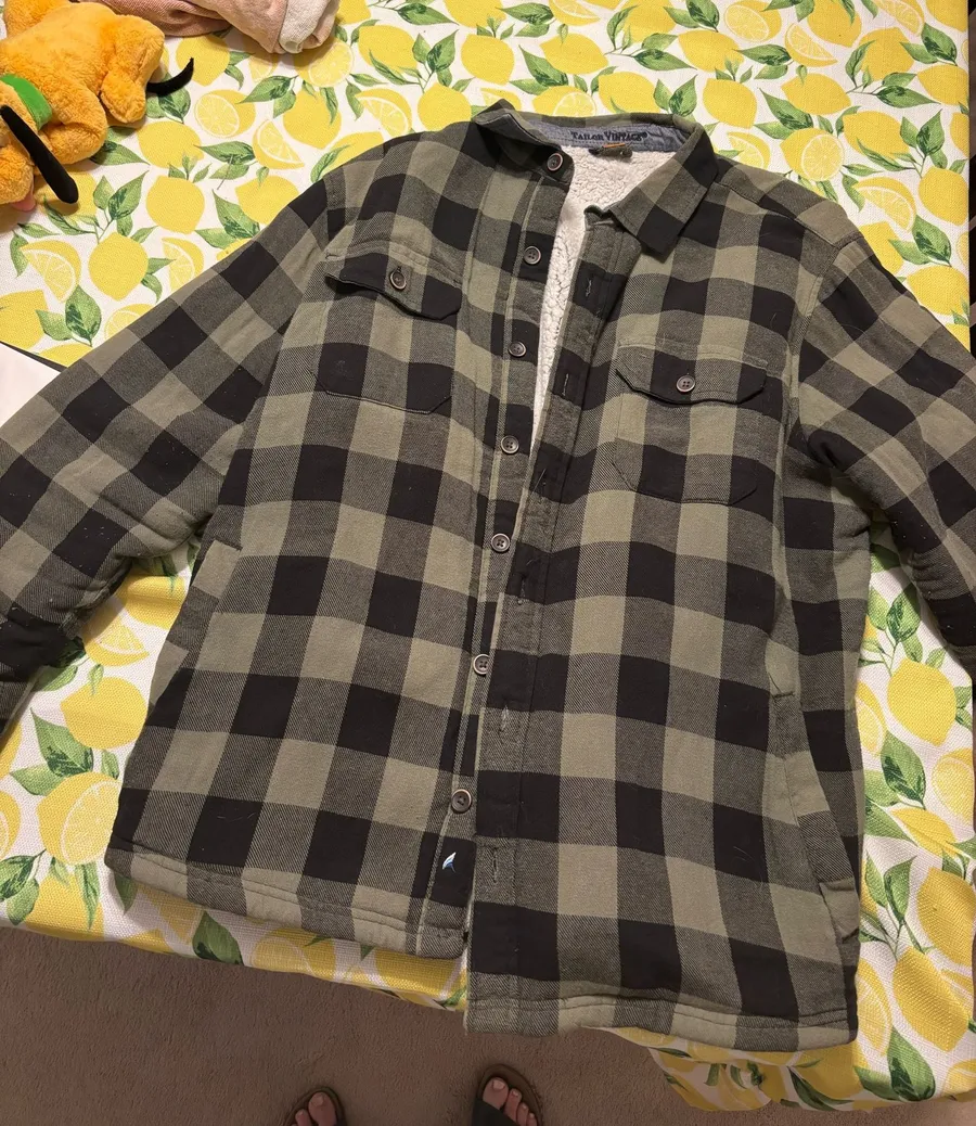 Sherpa winter coat flannel Green Size XL