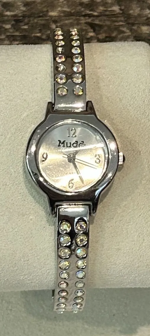 Mudd Watch Y2K Women Silver Tone Crystal Bling Rhinestone Works