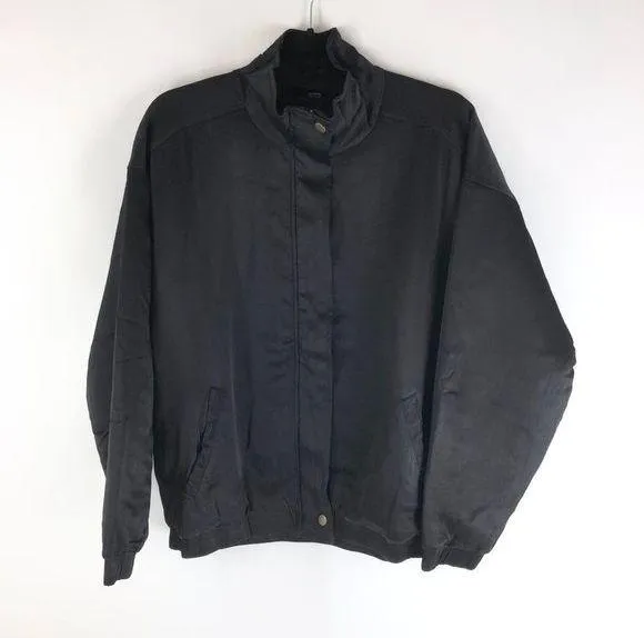 NWOT Young Fabulous & Broke Black Satin Button Down Lined Jacket Size S