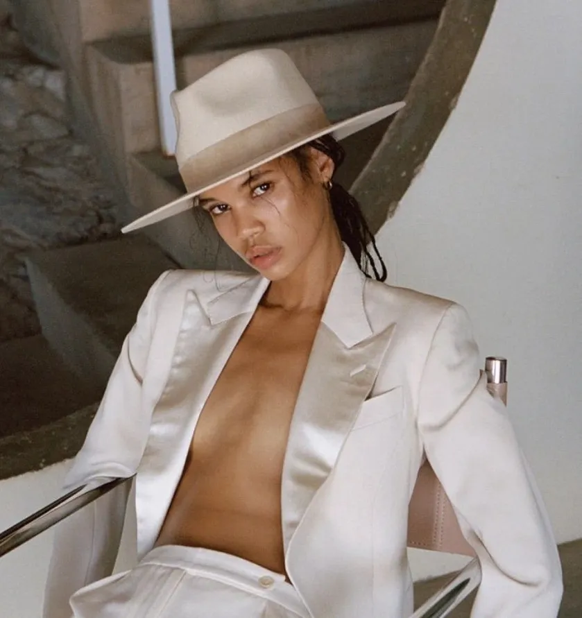 Lack Of Color Mirage Fedora Hat Ivory Wool Suede Trim 56CM