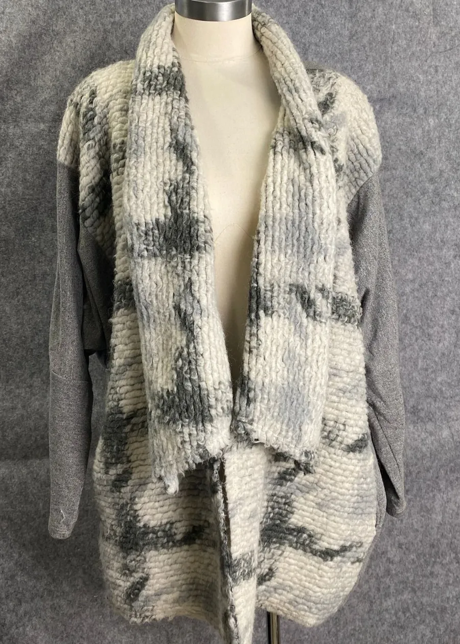 Dolan Los Angeles Wool Blend Cardigan Sweater XL Oversized Cozy Open Front Gray
