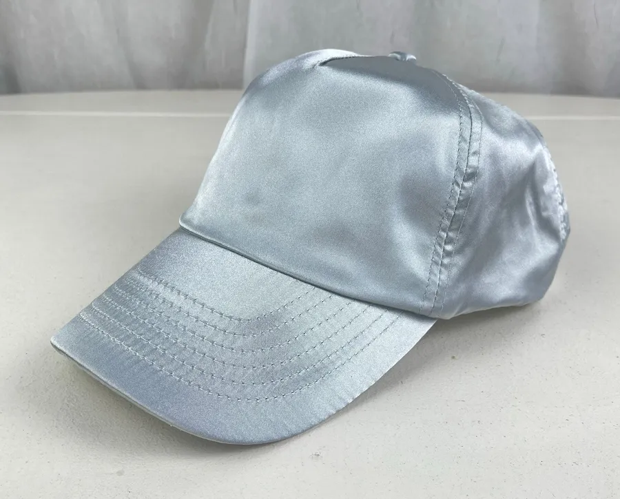 Forever 21 Shiny Silver Satin Baseball Cap Dad Hat Y2K Futuristic Cyber Revival