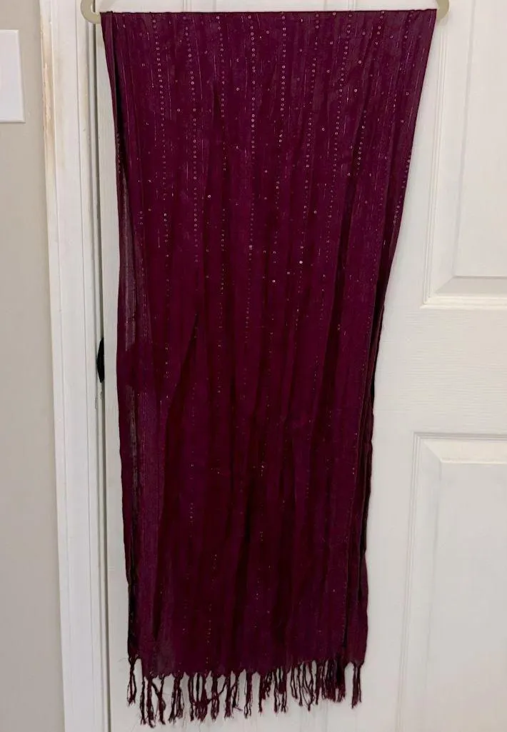 Purple Sequined Pashmina with Fringe