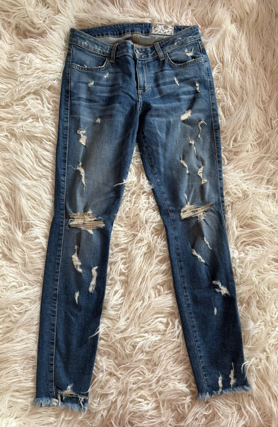 Siwy Hannah Skinny Jeans Get Away Distressed Wash Size 27 USA Blue
