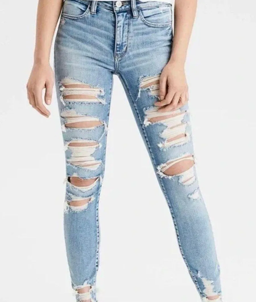 Stretch Distressed Mom Jeans