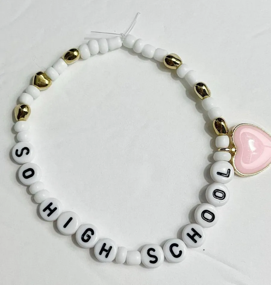 Friendship Bracelet Eras Tour TTPD So High School with Heart Charm White