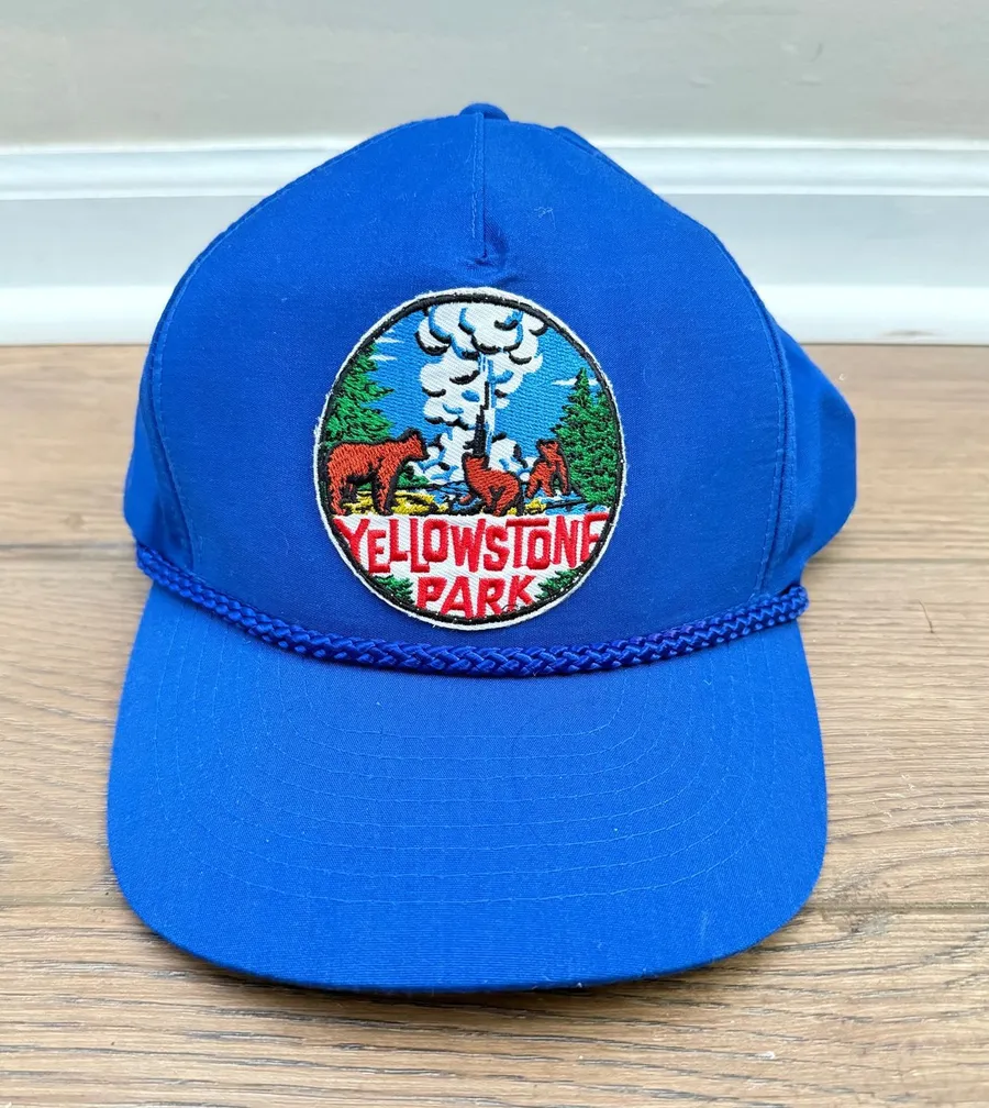 Vintage Style Rope Hat, Blue Yellowstone National Park, One Size, Adjustable