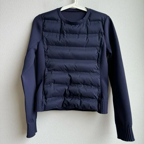 Lululemon Down & Around Crew Midnight Navy Size 4 Small Goose Down 800 Fill