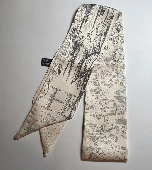 Initial / Letter H Thin Purse Scarf / Hairband / Scarf