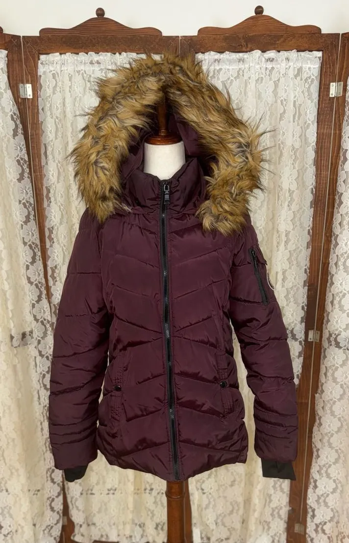 Nice Madden Burgundy Puffer Jacket Purple Size M