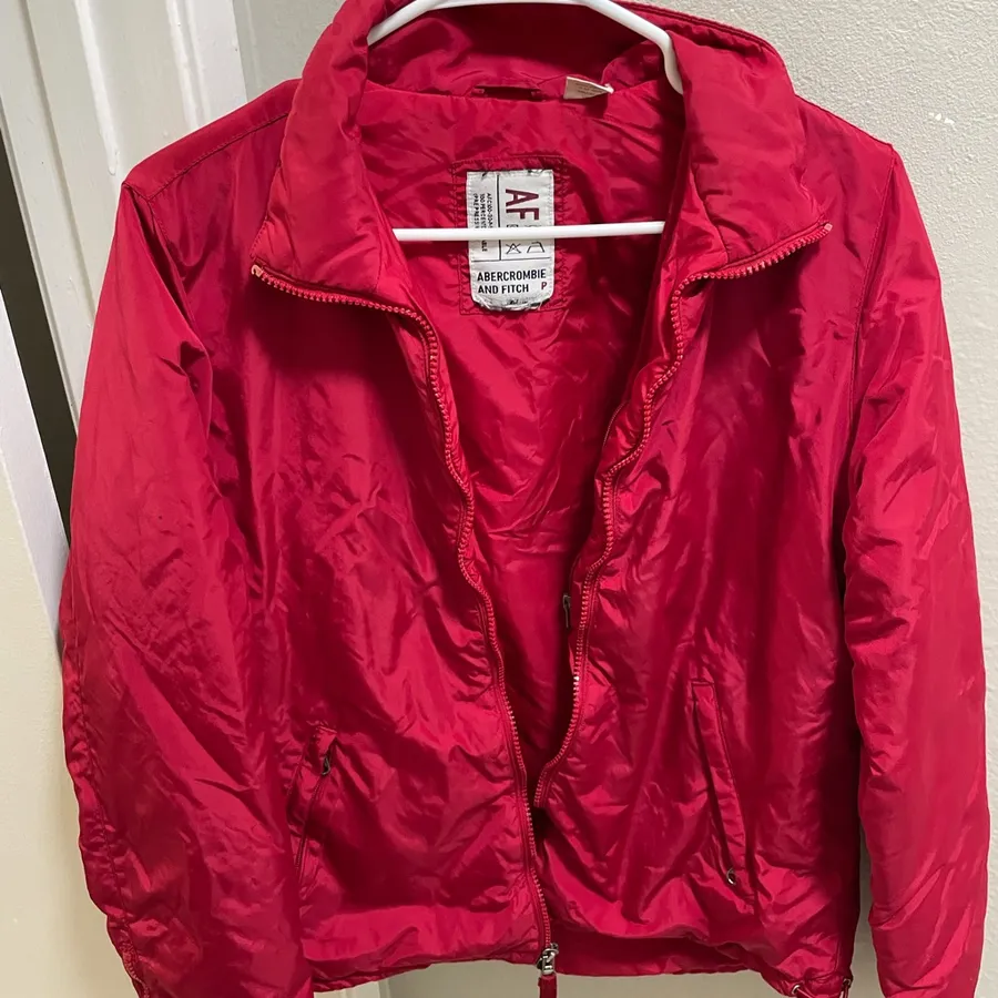 Abercrombie & Fitch Windbreaker Hoodie Jacket Small Red Full Zip Made in Japan