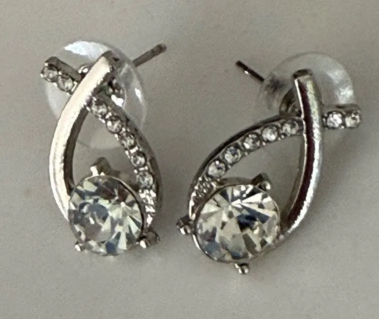 Classic Silver Crystal Stud Earrings