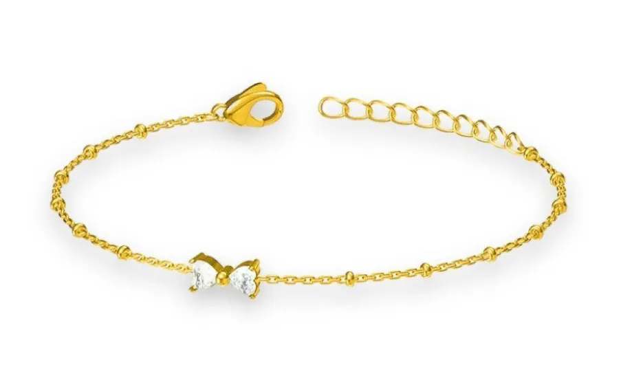Adjustable Bow Charm Bracelet for Women Gold