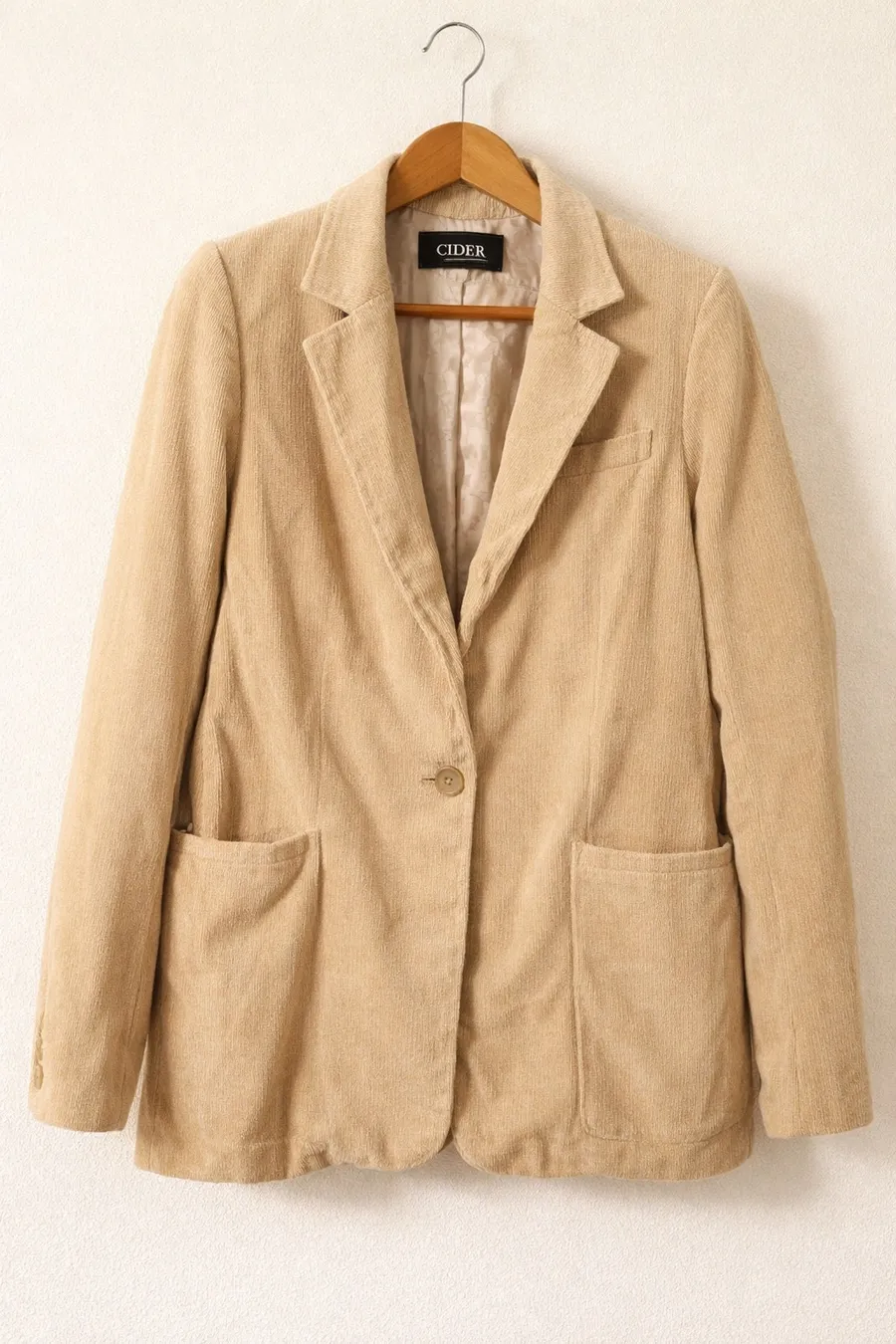 Cider Corduroy Blazer Beige One Button Lined Jacket Women’s Small